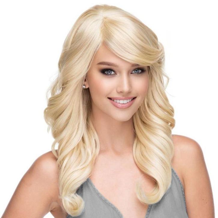 Pruik lichtblond lang haar met slagen model Phoenix kleur 61, Handtassen en Accessoires, Uiterlijk | Haarverzorging, Nieuw, Verzenden