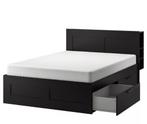 IKEA BRIMNES 180x200cm + lattenbodem, Huis en Inrichting, Slaapkamer | Bedden, Ophalen, Gebruikt, Zwart, Tweepersoons