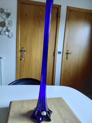 Kobalt Vintage blauwe  kristallen Eenbloemsvaas H; 59 cm beschikbaar voor biedingen