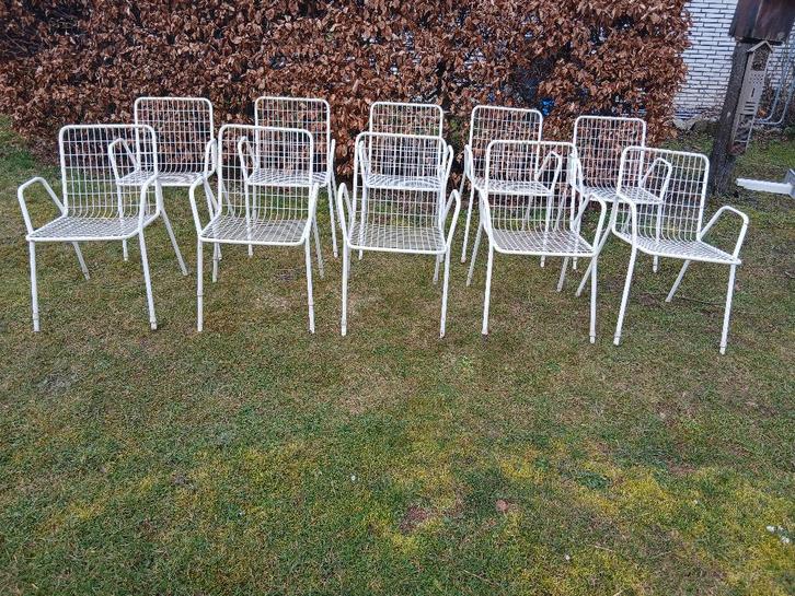 10 vintage Emu Rio tuinstoelen + 1 kinderstoel, Tuin en Terras, Tuinsets en Loungesets, Gebruikt, Stoel, Ophalen
