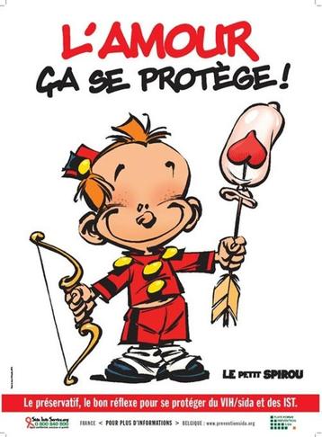 Poster géant du petit Spirou+ affiche préservatif et cadeau. beschikbaar voor biedingen