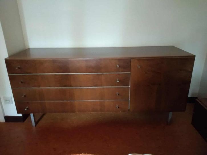 vintage knappe donkerbruine dressoir jaren 60, Huis en Inrichting, Kasten | Dressoirs, Gebruikt, 150 tot 200 cm, 25 tot 50 cm
