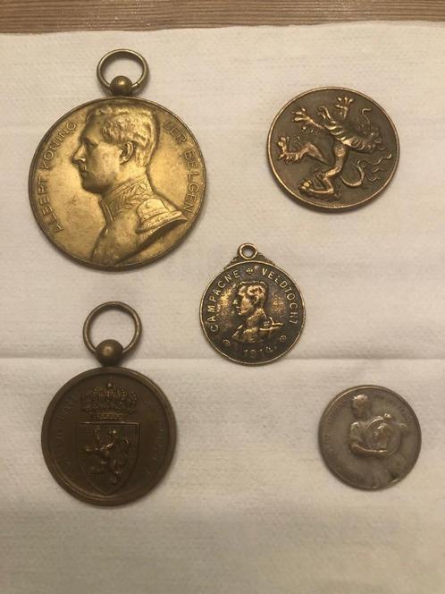 5 pièces commémoratives de guerre, Collections, Objets militaires | Général, Autres, Enlèvement ou Envoi