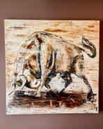 Grande peinture moderne d'un taureau coriace, Antiquités & Art, Enlèvement