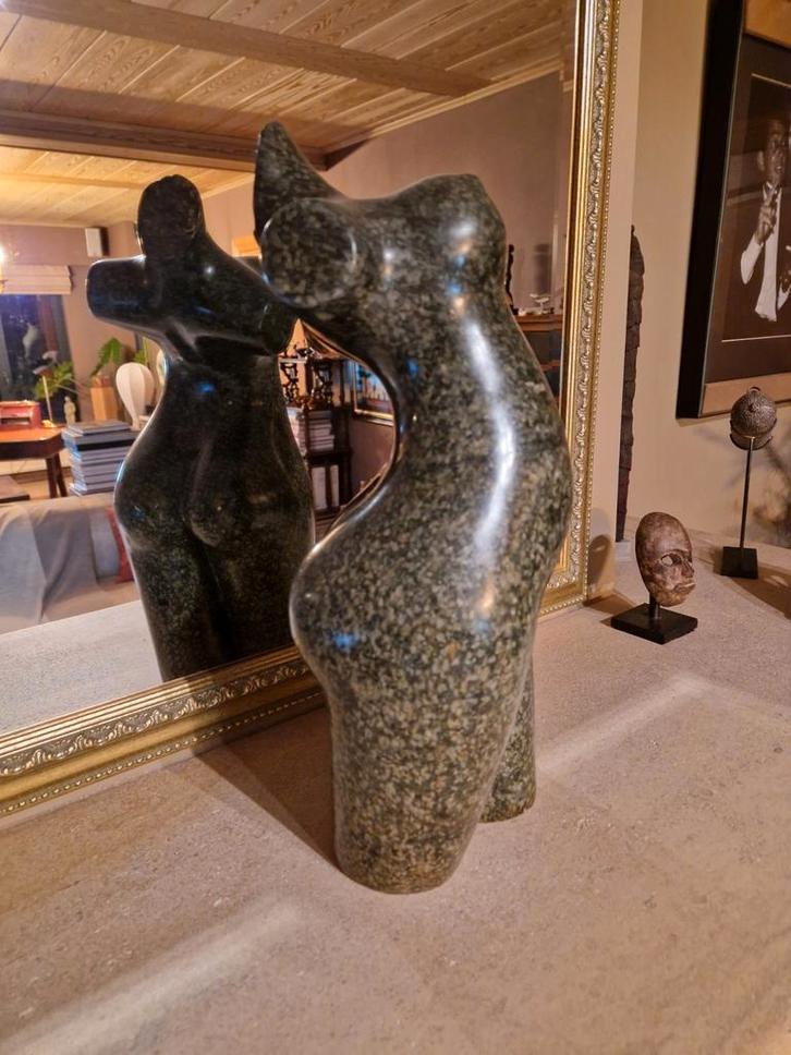 Vintage vrouw buste groen marmeren sculptuur, Antiek en Kunst, Kunst | Designobjecten, Ophalen of Verzenden