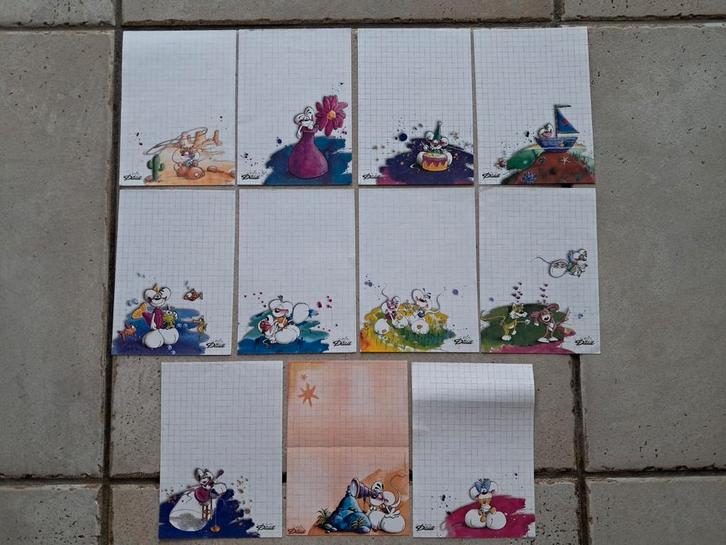 Lot de 11 feuilles Diddl A6, Collections, Diddl, Utilisé, Papier, Carte ou Papeterie, Différentes figurines, Enlèvement ou Envoi