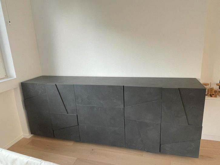 Stijlvolle buffetkast, donkergrijs, Maison & Meubles, Armoires | Buffets, Utilisé, Moins de 100 cm, 200 cm ou plus, 25 à 50 cm