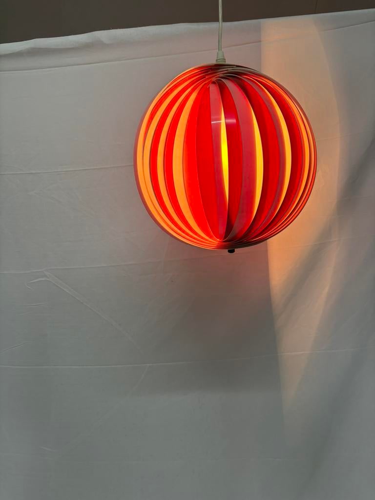 Vintage "Moon" lamellen hanglamp space age design, Enlèvement ou Envoi, Utilisé