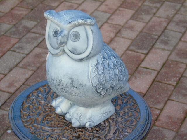 hibou en pierre patinée , modèle XL ., Jardin & Terrasse, Statues de jardin, Neuf, Animal, Pierre, Enlèvement ou Envoi