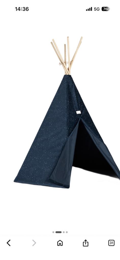 Tipi Nobodinoz bleu nuit argenté comprenant un tapis., Enlèvement, Utilisé