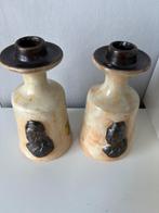 2 kandelaars van oud aardewerk (17 cm), Ophalen of Verzenden