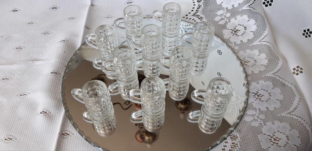 Vintage schnaps/borrelglaasjes. Set van 10., Ophalen