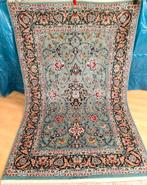 Handgeknoopt en authentiek zijde en kork wol Perzisch tapijt, Ophalen of Verzenden, Crème