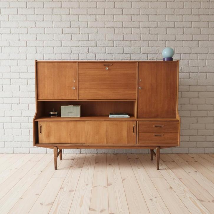 Enfilade teck scandinave OMF, Maison & Meubles, Armoires | Dressoirs, Utilisé, 150 à 200 cm, 25 à 50 cm, Avec tiroir(s), Avec porte(s)