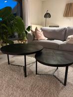 Set van 2 salontafels in zwart massief hout, Enlèvement, Utilisé, Rond