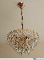 Mooi kristal kroonluchter met 6 lampen, Ophalen, Gebruikt, Glas, Klassiek