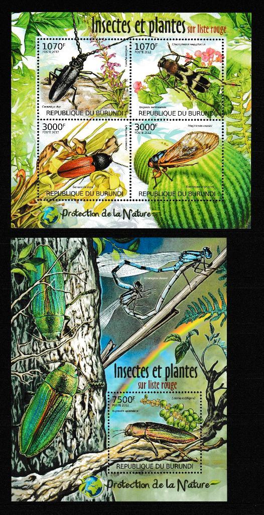 Burundi 2012 Blok Bedreigde Insecten- en plantensoorten **, Timbres & Monnaies, Timbres | Afrique, Non oblitéré, Autres pays, Enlèvement ou Envoi