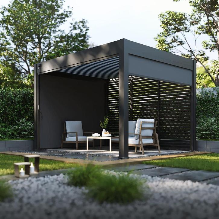 Overkapping Alu 3,6x4m - Zandgrijs - LED - 6%BTW mogelijk !, Tuin en Terras, Overkappingen, Nieuw, Carport, Ophalen of Verzenden