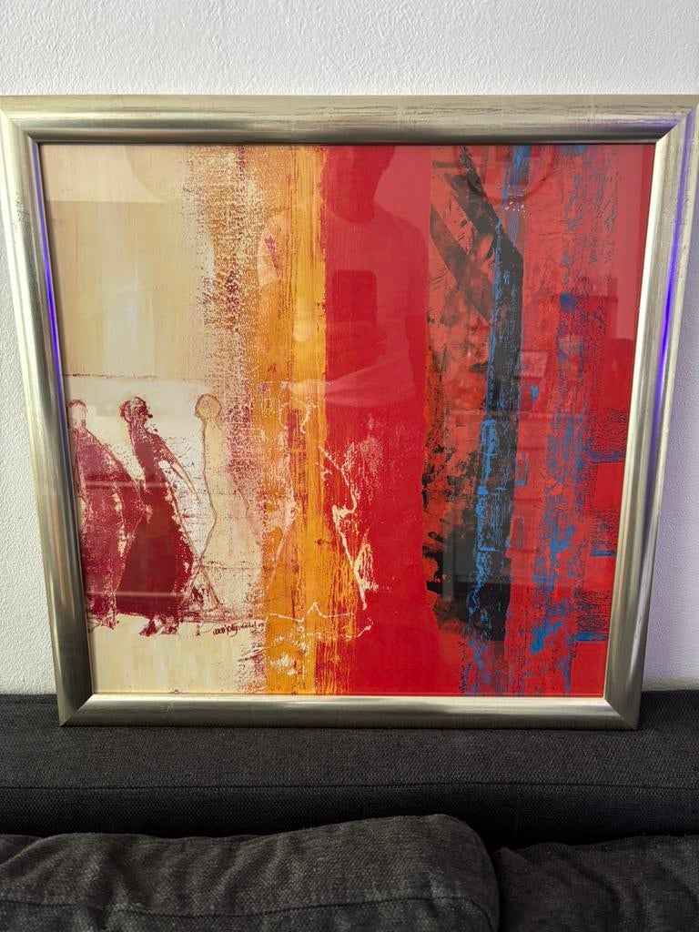 Abstract kunstwerk Marjolijn van Ginkel - Ingelijst, Antiek en Kunst, Kunst | Schilderijen | Abstract, Ophalen of Verzenden