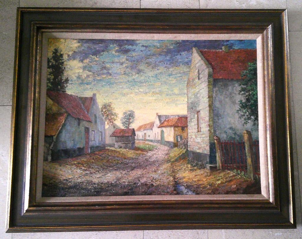 Dorpsgezicht ergens in Limburg ca. 1950 - ges. M. MERK, Ophalen of Verzenden