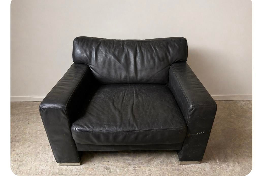 Lederen salon GRATIS, Huis en Inrichting, Ophalen, Gebruikt, Leer, Rechte bank