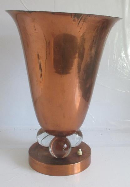 lampe de table élégante art déco en cuivre, modèle calice, Antiquités & Art, Antiquités | Éclairage, Envoi