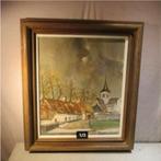 Mooi Geschilderd Werk 'Onweer boven het Dorp' - F van Poucke, Antiek en Kunst, Kunst | Schilderijen | Klassiek, Ophalen of Verzenden