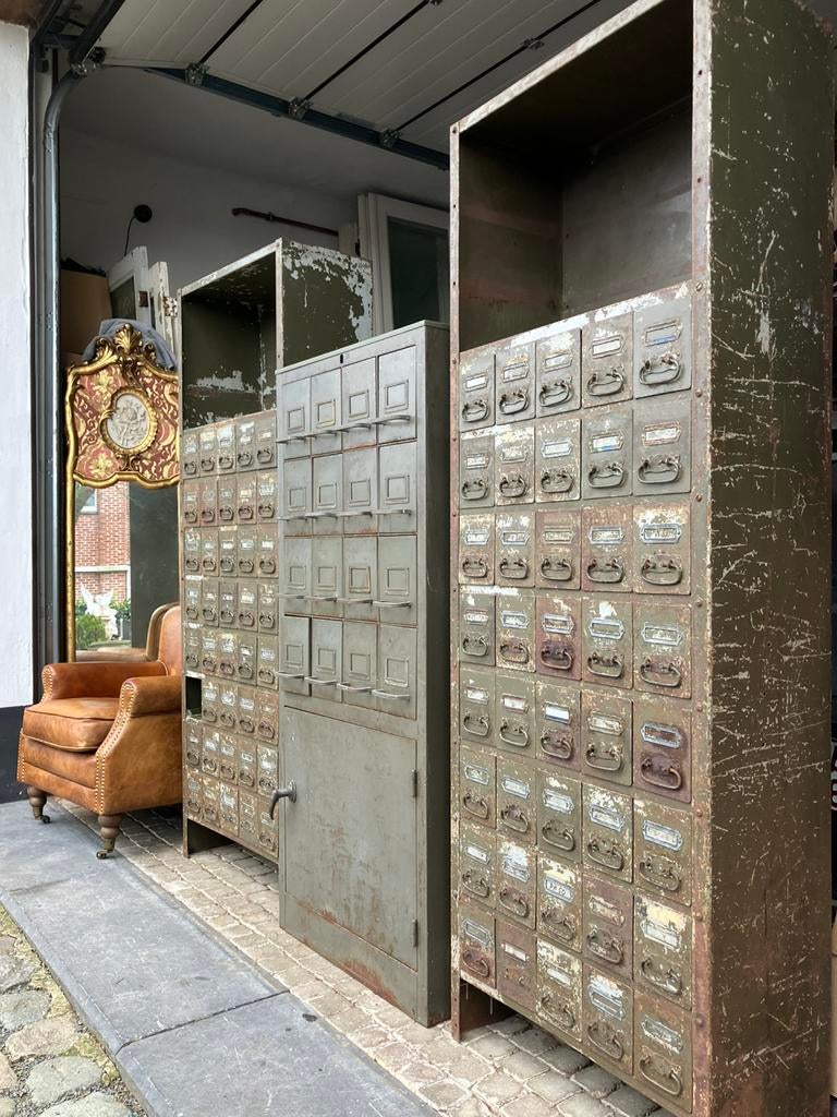 2 vintage industriële ladekasten / fichekasten !, Ophalen, Zo goed als nieuw