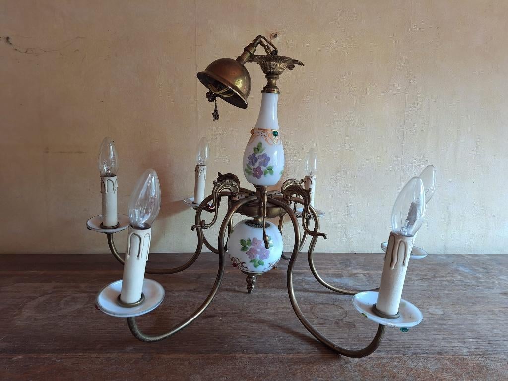 Belgische kroonluchter porselein circa 1970, Ophalen, Gebruikt