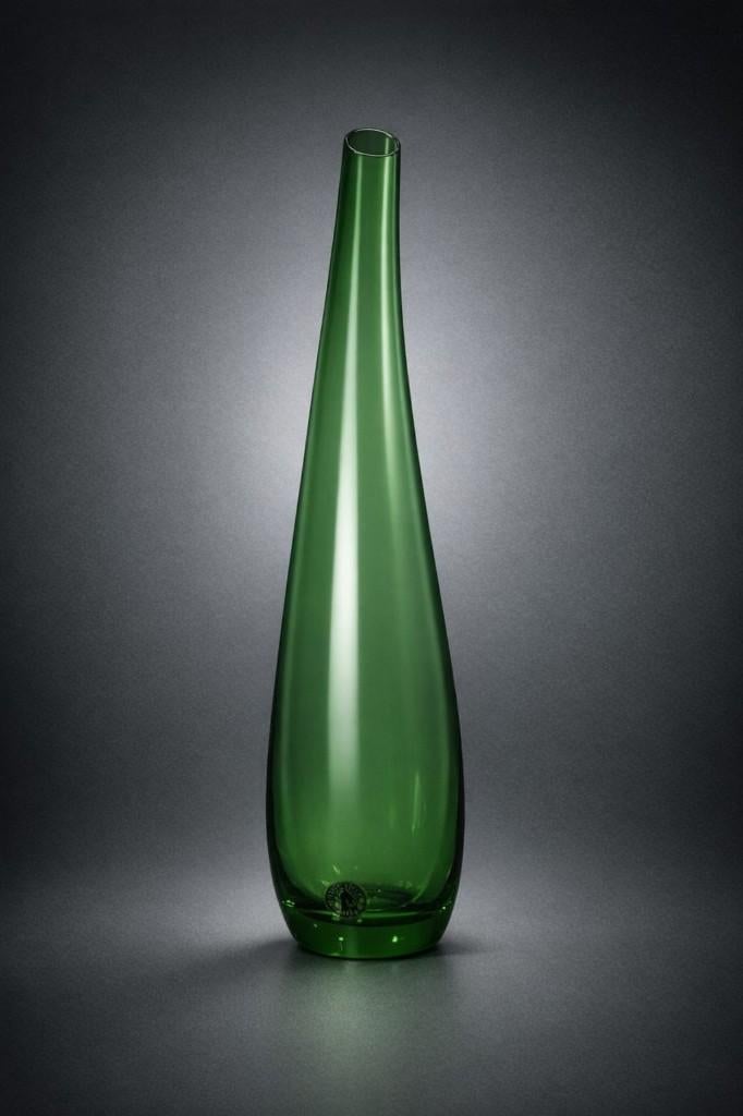 „Skämt” slanke en gebogen groene glazen vaas van Ikea, Antiek en Kunst, Antiek | Vazen, Ophalen of Verzenden