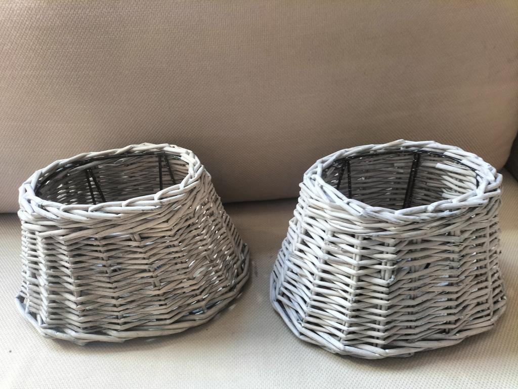 Rieten ovale lampenkapjes landelijke stijl - 2 stuks, Maison & Meubles, Lampes | Abat-jour, Enlèvement ou Envoi, Ovale