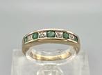 Bague vintage en or émeraude et diamant. 2026/123, Bijoux, Sacs & Beauté, Enlèvement ou Envoi, Comme neuf, Or, Vert