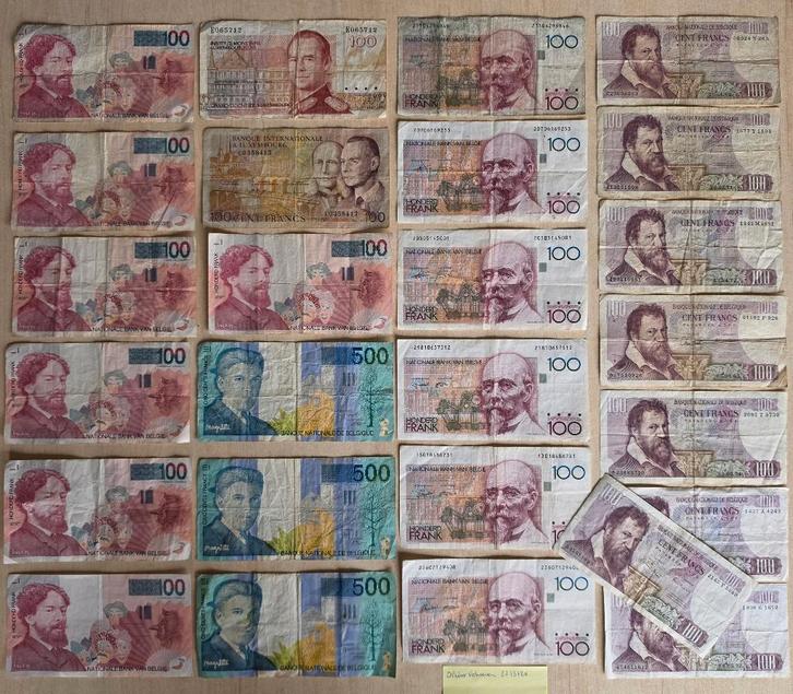 Oude Bankbiljetten Belgie Bank Biljet Biljetten 100 500 Fr, Postzegels en Munten, Bankbiljetten | België, Setje, Ophalen of Verzenden