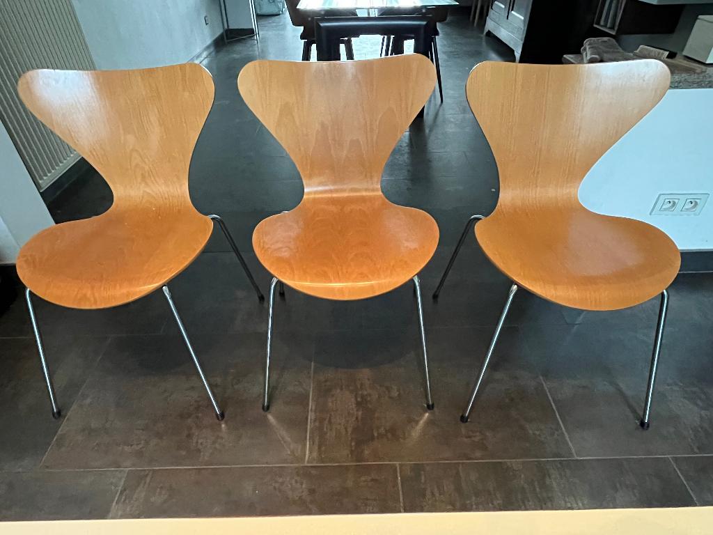 3 vlinderstoelen Fritz Hansen, Maison & Meubles, Chaises, Trois, Autres couleurs, Enlèvement, Utilisé