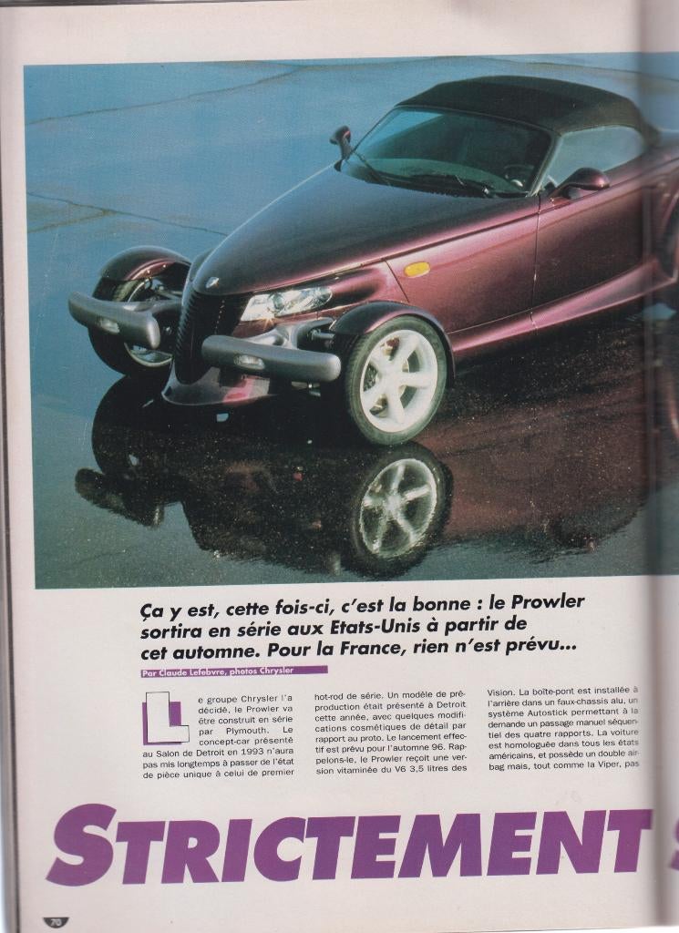 1997 Plymouth Prowler voiture de collection, Envoi, Utilisé