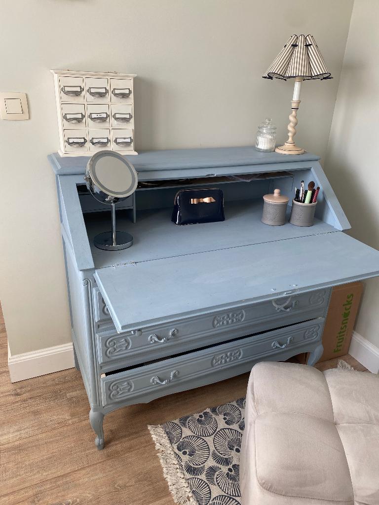 Charmante secretaire - blauw met romantischz details, Ophalen, Gebruikt, Landelijk / brocante / romantisch
