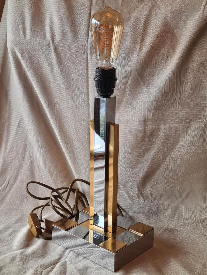 Design Lamp Hollywood Regency Style Chromé Metaal Goud 1980, Antiek en Kunst, Antiek | Verlichting, Ophalen of Verzenden