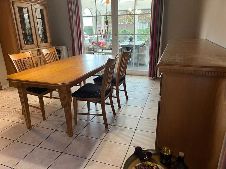 Vol eiken eetkamer, Maison & Meubles, Salles à manger complètes, Utilisé, 4 à 6 chaises, Enlèvement