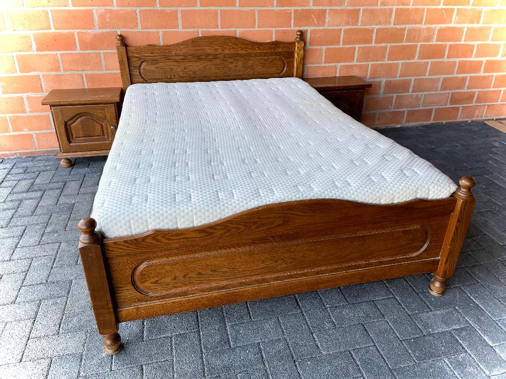 Complete bedset - eik - goede staat, Maison & Meubles, Chambre à coucher | Lits, 140 cm, Enlèvement, Utilisé, 200 cm