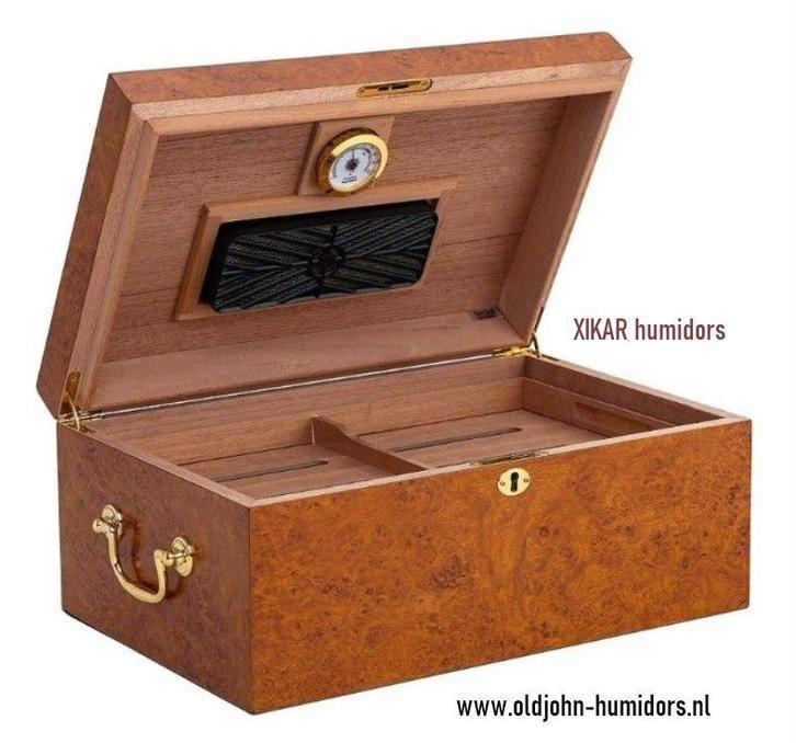 XIKAR MERK HUMIDOR "TUSCANY" LIGHT BURL 120 SIGAREN      h63, Collections, Articles de fumeurs, Briquets & Boîtes d'allumettes
