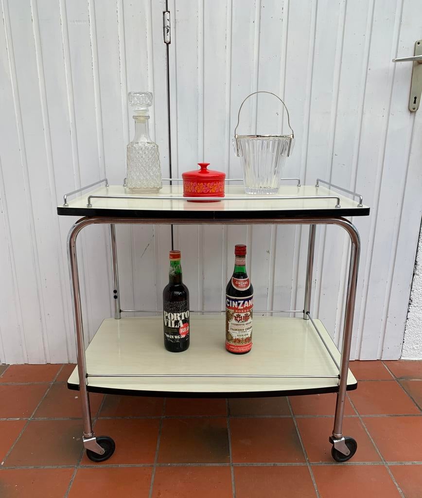 Desserte vintage formica/ métal chromé, Enlèvement, Utilisé, Vintage