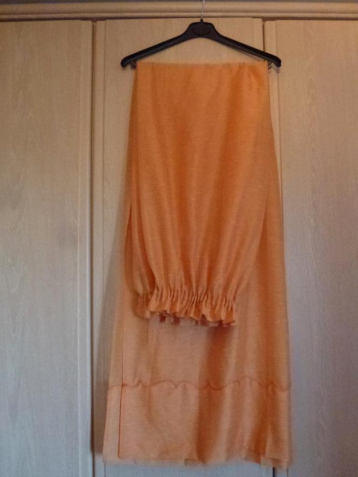 2 rideaux orange festonnés, Maison & Meubles, Ameublement | Rideaux & Stores à lamelles, Comme neuf, 150 à 200 cm, Autres couleurs