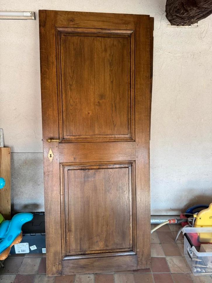 4 massieve eiken deuren met zwaar beslag, Bricolage & Construction, Fenêtres & Moustiquaires, Utilisé, Porte intérieure, 200 à 215 cm