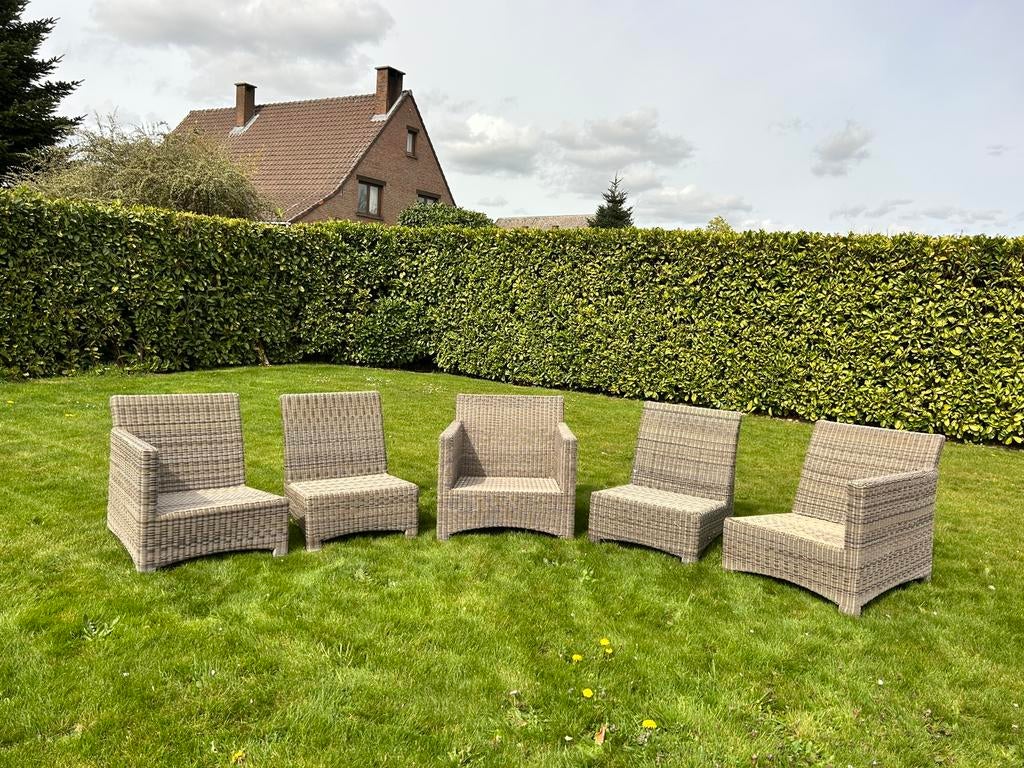 Ensemble de 5 fauteuils pour veranda et jardin imperméable, Ophalen, Zo goed als nieuw