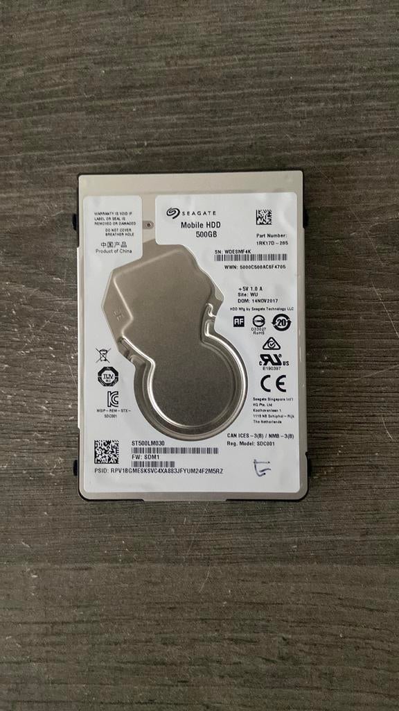 Seagate 500GB Laptop HDD – 2.5” interne harde schijf, Computers en Software, Harde schijven, Ophalen, Zo goed als nieuw, Laptop