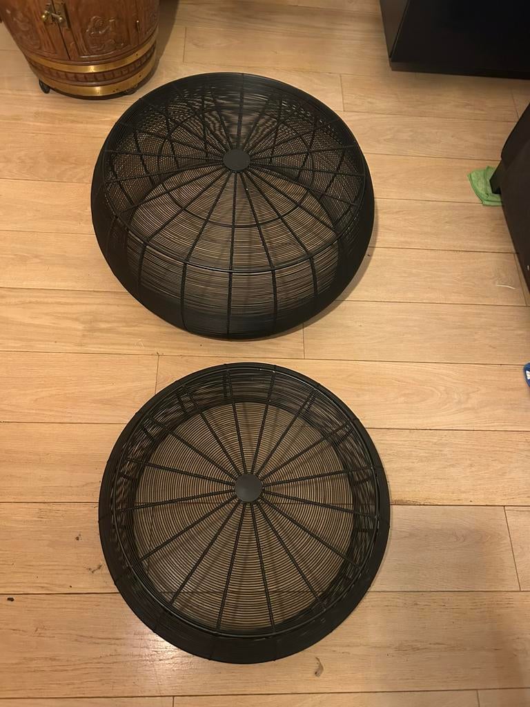 Lot de 2 tables basses rondes en métal noir – gigognes, Enlèvement, Comme neuf, Métal