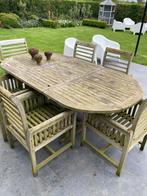 Tuintafel + 8 stoelen teak, Tuin en Terras, Tuintafels, Ophalen, Teakhout