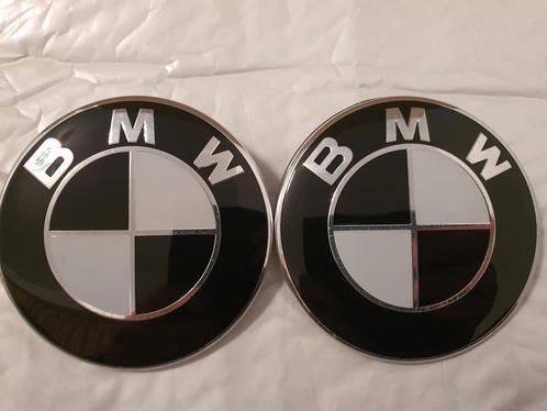 Bmw motorkap/kofferbak emblemen  2 x 82 mm > zwart wit, Auto-onderdelen, Klein materiaal, BMW, Nieuw, Ophalen of Verzenden