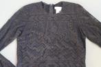 ZGAN diepzwarte stevige kanten top Isabel Marant x H&M, Kleding | Dames, Verzenden, Zwart, Zo goed als nieuw, Lange mouw