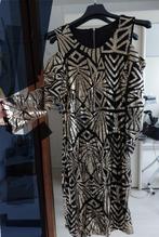 Robe soir moulante noir paillette or, manche attaché, S, Sans marque, Zwart, Ophalen of Verzenden, Zo goed als nieuw